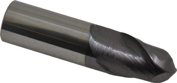 Accupro - 3/4" Diam, 1" LOC, 2 Flute Solid Carbide Ball End Mill - AlTiN Finish, Single End, 3" OAL, 3/4" Shank Diam, Spiral Flute - Americas Industrial Supply