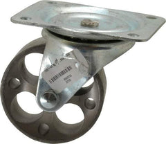 Albion - 4" Diam x 1-1/2" Wide x 5" OAH Top Plate Mount Swivel Caster - Cast Iron, 450 Lb Capacity, Plain Bearing, 4 x 5-1/8" Plate - Americas Industrial Supply