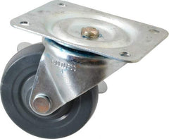Albion - 4" Diam x 1-5/16" Wide x 5" OAH Top Plate Mount Swivel Caster with Brake - Hard Rubber, 350 Lb Capacity, Self-Lubricating Bearing, 4 x 5-1/8" Plate - Americas Industrial Supply