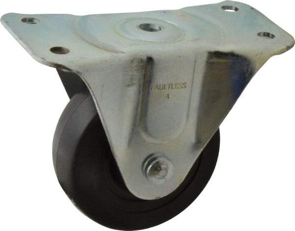Albion - 4" Diam x 1-5/16" Wide x 5" OAH Top Plate Mount Rigid Caster - Soft Rubber, 225 Lb Capacity, Self-Lubricating Bearing, 3-1/8 x 6-1/4" Plate - Americas Industrial Supply