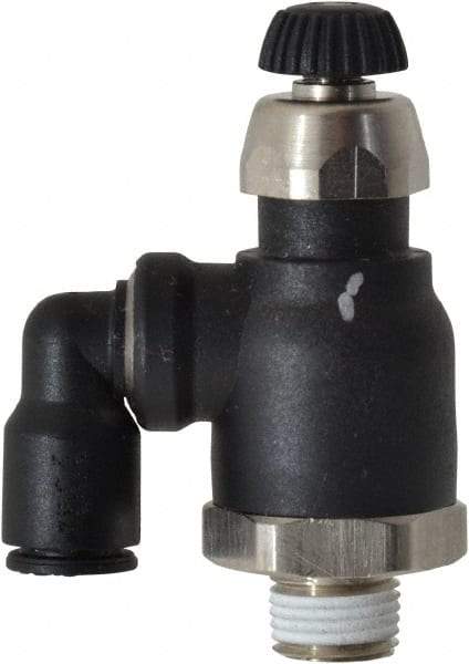 Legris - 1/4" Tube OD x 1/8" Male NPT Compact Swivel Outlet Flow Control Regulator - 0 to 145 psi & Nylon Material - Americas Industrial Supply