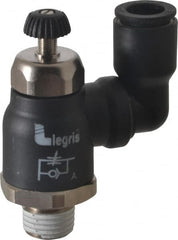 Legris - 3/8" Tube OD x 1/4" Male NPT Compact Swivel Outlet Flow Control Regulator - 0 to 145 psi & Nylon Material - Americas Industrial Supply