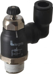 Legris - 3/8" Tube OD x 3/8" Male NPT Compact Swivel Outlet Flow Control Regulator - 0 to 145 psi & Nylon Material - Americas Industrial Supply