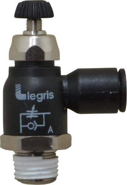 Legris - 8mm Tube OD x 1/4 Male BSPT Compact Meter Out Flow Control Valve - 14.5 to 145 psi, Nylon - Americas Industrial Supply