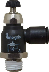 Legris - 8mm Tube OD x 1/4 Male BSPT Compact Meter Out Flow Control Valve - 14.5 to 145 psi, Nylon - Americas Industrial Supply