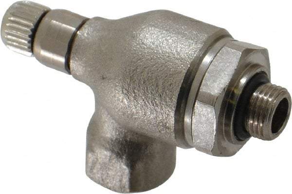 Legris - 6mm Tube OD x 1/8" BSPP Metal Flow Control Regulator - 0 to 145 psi, Buna Nitrile O-Ring & Treated Brass Material - Americas Industrial Supply
