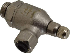 Legris - 6mm Tube OD x 1/4" BSPP Metal Flow Control Regulator - 0 to 145 psi, Buna Nitrile O-Ring & Treated Brass Material - Americas Industrial Supply