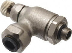 Legris - 8mm Tube OD x 1/8" BSPP Metal Flow Control Regulator - 0 to 145 psi, Buna Nitrile O-Ring & Treated Brass Material - Americas Industrial Supply