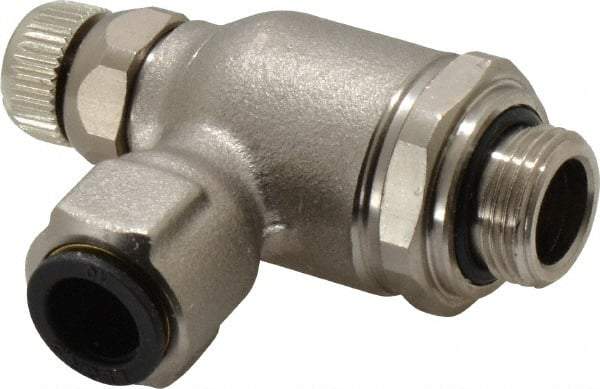 Legris - 10mm Tube OD x 3/8" BSPP Metal Flow Control Regulator - 0 to 145 psi, Buna Nitrile O-Ring & Treated Brass Material - Americas Industrial Supply