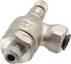 Legris - 1/4" Tube OD x 1/8" NPT Metal Flow Control Regulator - 0 to 145 psi & Treated Brass Material - Americas Industrial Supply