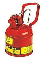 Justrite - 1 Qt Steel Type I Safety Can - 8-1/4" High x 4-3/8" Diam, Red - Americas Industrial Supply