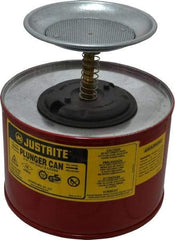 Justrite - 2 Quart Capacity, 7-3/8 Inch High x 7-1/4 Inch Diameter, Steel Plunger Can - 5 Inch Dasher Diameter, Red, Approval Listing/Regulation FM - Americas Industrial Supply