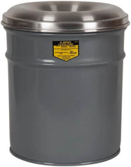 Justrite - 12 Gallon Complete Unit Fire Resistant Steel Drum and Aluminum Head - 15-1/8 Inch Outside Diameter, 5-1/4 Inch Opening Diameter, 21 Inch High, FM and UL Standards - Americas Industrial Supply