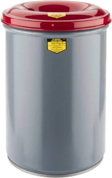 Justrite - 12 Gallon Complete Unit Fire Resistant Steel Drum and Head - 14-1/2 Inch Outside Diameter, 5-1/4 Inch Opening Diameter, 21 Inch High, FM and UL Standards - Americas Industrial Supply