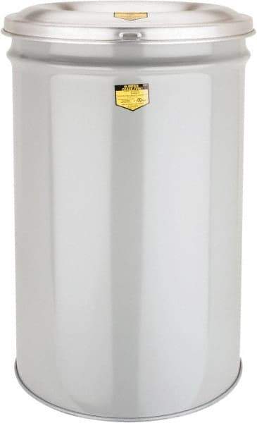 Justrite - 30 Gallon Complete Unit Fire Resistant Steel Drum and Aluminum Head - 19-7/8 Inch Outside Diameter, 7 Inch Opening Diameter, 29-3/4 Inch High, FM and UL Standards - Americas Industrial Supply