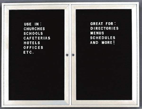 Ghent - 2 Door, 48 Inch Wide x 36 Inch High, Acrylic Enclosed Letter Board - Black - Americas Industrial Supply