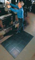 Wearwell - 4' Long x 3' Wide x 7/8" Thick, Anti-Fatigue Modular Matting Tiles - Black, For Dry & Wet Areas, Series 477 - Americas Industrial Supply