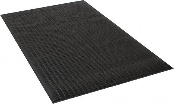 Wearwell - 5' Long x 3' Wide, Dry Environment, Anti-Fatigue Matting - Black, Vinyl with Vinyl Sponge Base, Rounded on 4 Sides - Americas Industrial Supply