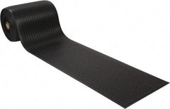 Wearwell - 60' Long x 2' Wide, Dry Environment, Anti-Fatigue Matting - Black, Vinyl with Vinyl Sponge Base, Rounded on 4 Sides - Americas Industrial Supply