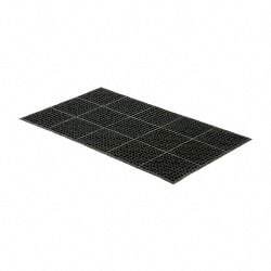 Wearwell - 5' Long x 3' Wide, Dry/Wet Environment, Anti-Fatigue Matting - Black, Natural Rubber with Rubber Base, Beveled on 4 Sides - Americas Industrial Supply