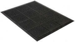 Wearwell - 4' Long x 3' Wide, Dry Environment, Anti-Fatigue Matting - Black, Natural Rubber with Rubber Base, Beveled on 4 Sides - Americas Industrial Supply