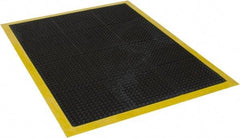 Wearwell - 4' Long x 3' Wide, Dry Environment, Anti-Fatigue Matting - Black with Yellow Borders, Natural Rubber with Rubber Base, Beveled on 4 Sides - Americas Industrial Supply
