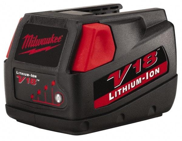 Milwaukee Tool - 18 Volt Lithium-Ion Power Tool Battery - 3 Ahr Capacity, 1 hr Charge Time, Series V18 - Americas Industrial Supply