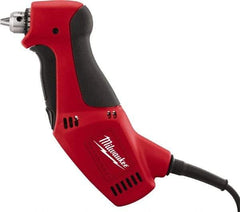 Milwaukee Tool - 3/8" Keyed Chuck, 1,300 RPM, Angled Handle Electric Drill - 3.5 Amps, 120 Volts, Reversible, Includes Chuck Key with Holder - Americas Industrial Supply