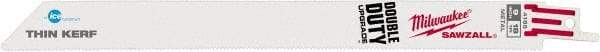 Milwaukee Tool - 9" Long x 3/4" Thick, Bi-Metal Reciprocating Saw Blade - Straight Profile, 18 TPI, Toothed Edge, Universal Shank - Americas Industrial Supply