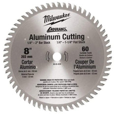 Milwaukee Tool - 8" Diam, 5/8" Arbor Hole Diam, 60 Tooth Wet & Dry Cut Saw Blade - Carbide-Tipped, Burr-Free & Smooth Action, Standard Round Arbor - Americas Industrial Supply