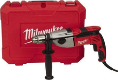 Milwaukee Tool - 120 Volt 1/2" Keyed Chuck Electric Hammer Drill - 0 to 24,000 & 0 to 56,000 BPM, 0 to 1,500 & 0 to 3,500 RPM - Americas Industrial Supply