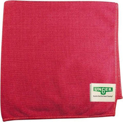 Unger - Flat Fold Microfiber Wipes - 16" x 15" Sheet Size, Red - Americas Industrial Supply