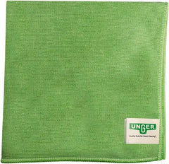 Unger - Flat Fold Microfiber Wipes - 16" x 15" Sheet Size, Green - Americas Industrial Supply