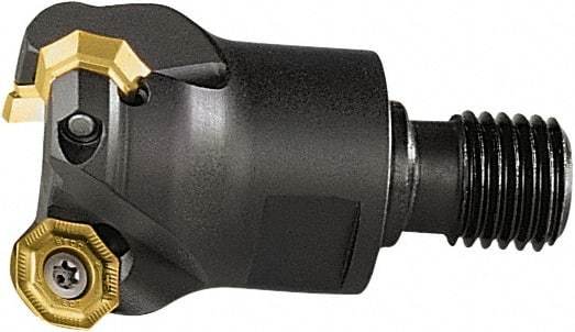 Seco - 43° Lead Angle, 40mm Max Cut Diam, 32mm Min Cut Diam, 3.5mm Max Depth of Cut, Indexable Chamfer and Angle End Mill - 3 Inserts, OF.. 05.. Insert Style, 40mm Overall Length, Through Coolant, Modular Connection - Americas Industrial Supply