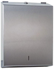 Made in USA - Manual, Stainless Steel Paper Towel Dispenser - 14-1/2" High x 11" Wide x 4" Deep, 2 Sleeves, Silver - Americas Industrial Supply