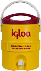 Igloo - 2 Gal Beverage Cooler - Plastic, Yellow/Red - Americas Industrial Supply