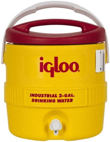 Igloo - 3 Gal Beverage Cooler - Plastic, Yellow/Red - Americas Industrial Supply