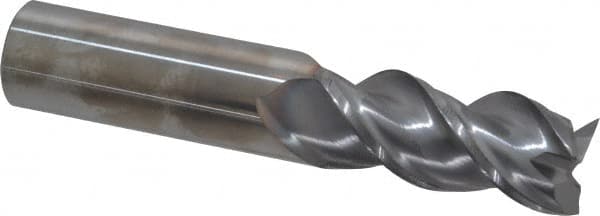 Niagara Cutter - 3/4", 1-5/8" LOC, 3/4" Shank Diam, 4" OAL, 3 Flute, Solid Carbide Square End Mill - Single End, TiCN Finish, Spiral Flute, 45° Helix, Centercutting, Right Hand Cut, Right Hand Flute, Series A345 - Americas Industrial Supply
