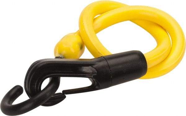 The Perfect Bungee - Stretch-n-Flex Web Tie Down with Molded in Hook & Safety Clasp - 18" OAL, Yellow - Americas Industrial Supply