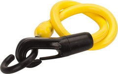 The Perfect Bungee - Stretch-n-Flex Web Tie Down with Molded in Hook & Safety Clasp - 18" OAL, Yellow - Americas Industrial Supply