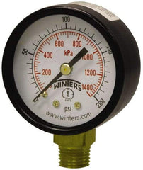 Winters - 2" Dial, 1/4 Thread, 0-160 Scale Range, Pressure Gauge - Lower Connection Mount, Accurate to 3-2-3% of Scale - Americas Industrial Supply