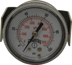 Winters - 2" Dial, 1/8 Thread, 0-100 Scale Range, Pressure Gauge - U-Clamp Panel Mount, Center Back Connection Mount, Accurate to 2.5% of Scale - Americas Industrial Supply