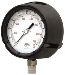 Winters - 4-1/2" Dial, 1/2 Thread, 0-60 Scale Range, Pressure Gauge - Lower Connection Mount, Accurate to 0.5% of Scale - Americas Industrial Supply