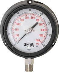 Winters - 4-1/2" Dial, 1/2 Thread, 0-160 Scale Range, Pressure Gauge - Lower Connection Mount, Accurate to 0.5% of Scale - Americas Industrial Supply