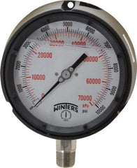 Winters - 4-1/2" Dial, 1/2 Thread, 0-10,000 Scale Range, Pressure Gauge - Lower Connection Mount, Accurate to 0.5% of Scale - Americas Industrial Supply