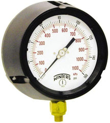 Winters - 4-1/2" Dial, 1/4 Thread, 0-30 Scale Range, Pressure Gauge - Lower Connection Mount, Accurate to 0.5% of Scale - Americas Industrial Supply