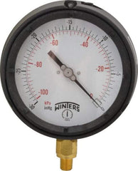 Winters - 4-1/2" Dial, 1/4 Thread, 30-0 Scale Range, Pressure Gauge - Lower Connection Mount, Accurate to 0.5% of Scale - Americas Industrial Supply
