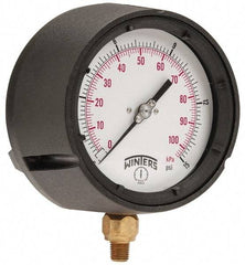 Winters - 4-1/2" Dial, 1/4 Thread, 0-15 Scale Range, Pressure Gauge - Lower Connection Mount, Accurate to 0.5% of Scale - Americas Industrial Supply