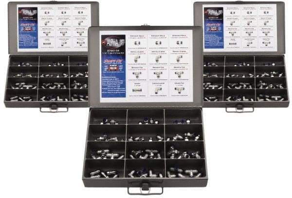 Value Collection - 36 Piece, Push to Connect Fitting Kit - Mixed Universal Threads, 1/2" Tube - Americas Industrial Supply