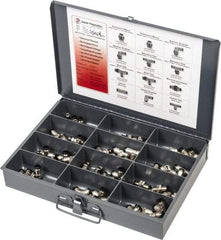 Value Collection - 60 Piece, Push to Connect Fitting Kit - Mixed Universal Threads, 6mm Tube - Americas Industrial Supply